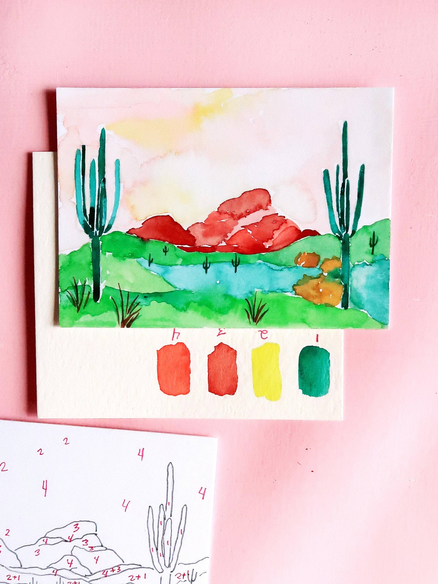 Watercolor Kit Cactus Desert Landscape