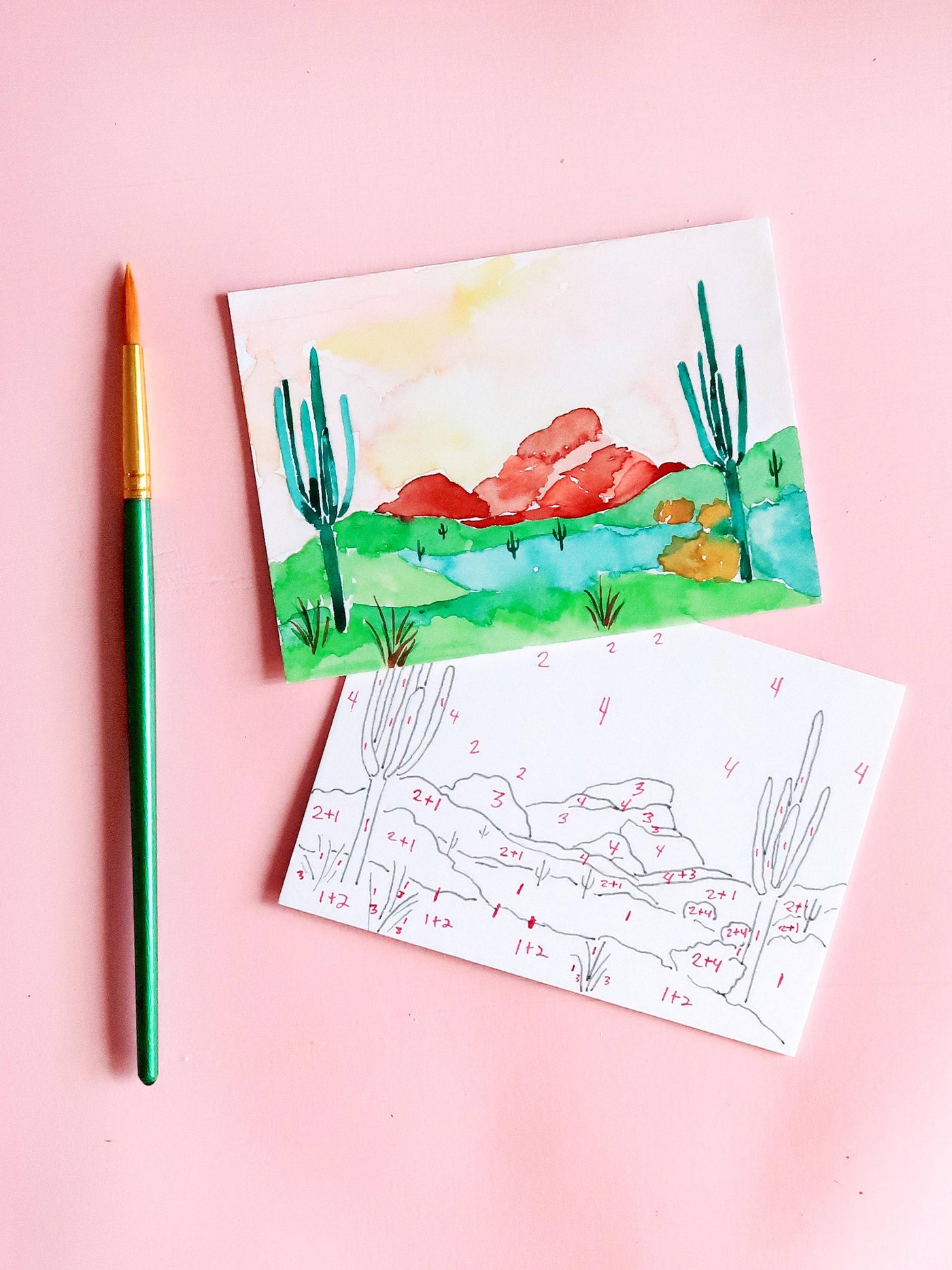 Watercolor Kit Cactus Desert Landscape