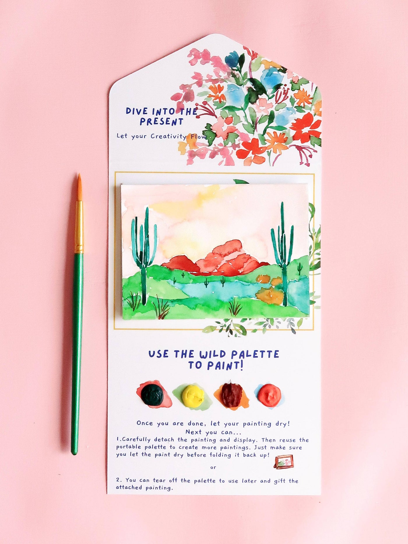 Watercolor Kit Cactus Desert Landscape